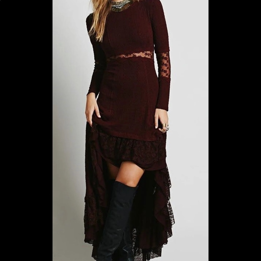 Free People Lady Gwendolyn rare dress burgundy
